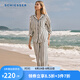 舒雅（Schiesser）女士純棉條紋翻領睡衣家居服套裝E1/22405H 米白 2XL