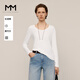麥檬MM裸膚感軟垂罩衫白色針織短袖上衣女25夏新品5G8902711 白色 M