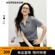 紅袖復(fù)古絞花短袖針織衫2025夏季新款女裝字母繡正肩POLO領(lǐng)別致短上衣 煙灰056 M
