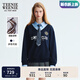 Teenie Weenie小熊女裝衛(wèi)衣2025秋季新款學(xué)院風(fēng)可拆卸領(lǐng)帶拼接襯衫 藏青色 S