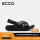 愛(ài)步（ECCO）涼鞋女 輕盈厚底泡芙鞋圓頭牛皮外穿拖鞋 科摩206653 黑色37