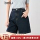 百圖betu女裝2025夏季新款牛仔褲夏日多色環(huán)保水洗牛仔短褲女2503T77 深牛仔藍 L