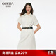 歌莉婭白色牛仔連衣裙女夏2025新款流行工裝風(fēng)穿搭裙子1E3L4K2C0 03W本白 S