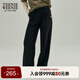 Teenie Weenie小熊春季簡(jiǎn)約通勤捏褶直筒褲長(zhǎng)褲休閑褲寬松時(shí)尚女裝