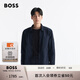 BOSS博斯【禮物】男士25年春季新款徽標貼飾寬松外套襯衫404-深藍色L