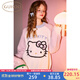 果殼（Gukoo）睡衣女秋冬新款半邊絨睡衣HelloKitty聯(lián)名可愛(ài)女士家居服套裝D 珍珠白女套 S