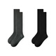 PRIMEET派米黑色小腿襪女秋冬雙針豎條紋顯瘦中高筒長(cháng)襪時(shí)尚堆堆襪jk襪子