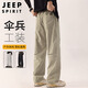 JEEP SPIRIT吉普休閑褲男秋季韓版寬松直筒戶(hù)外傘兵工裝褲子 卡其 XL