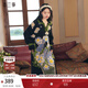 兩三事黑色針織連衣裙女 2024秋冬季v領(lǐng)長(cháng)款油畫(huà)毛衣裙子紛繁之間 黑色（提花） S