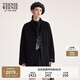Teenie Weenie小熊女裝毛呢外套2025冬季新款氣質(zhì)優(yōu)雅寬松立領(lǐng)大衣綿羊毛雙面 黑色 S