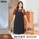 MsShe【假兩件拼接牛仔連衣裙】大碼女裝2025款夏季胖mm顯瘦裙子 牛仔深藍(lán)色現(xiàn)貨 2XL