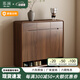 慕瀾全實(shí)木鞋柜家用門口入戶玄關(guān)柜室內(nèi)新中式大容量客廳儲(chǔ)物柜置物柜 T102胡桃色三門100*35*103cm