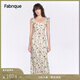Fabrique【郁花園】小飛袖印花連衣裙女2024夏季新款 草綠 M