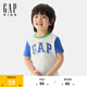 Gap男幼童2025夏季新款LOGO純棉撞色短袖T恤兒童裝休閑美版767439 白色 110 /60(5-6歲)