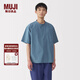 無印良品（MUJI）男式涼感亨利領短袖T恤 男士打底衫男款25年夏季涼感物語男裝 淺藍色 S (165/84A)