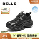 百麗（Belle）潮酷網(wǎng)面老爹鞋女2025秋新厚底增高舒適透氣休閑鞋B2801CM5預(yù)售 黑色 36 (230mm)