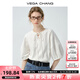 VEGA CHANG襯衫女夏薄款2025新款簡(jiǎn)約休閑泡泡袖圓領(lǐng)系帶寬松小衫 純粹白（襯衫） M