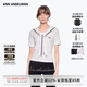 ANN ANDELMAN官方直營 2025夏季新款短袖 海軍藍(lán)撞色修身T恤 白色 S