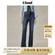 ELAND【萊卡面料】衣戀牛仔褲女小高腰微喇叭通勤褲2025夏季新款 牛仔色(55)Indigo M