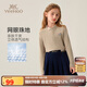 英氏（YEEHOO）女童polo衫兒童長(zhǎng)袖T恤中大童裝打底衫抑菌休閑上衣秋 卡其 165