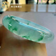 KNRIQUEN緬甸翡翠手鐲老坑冰種高冰透飄花飄陽(yáng)綠正圈白底青玉鐲子女款真玉 翡翠手鐲【附證書(shū)+運費險+禮盒裝】 53mm