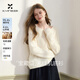 香影【綿羊毛+山羊絨】v領(lǐng)針織衫女2025冬季新款內搭打底長(cháng)袖毛衣 白色 M 160/84A/95-110斤