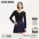 VEROMODA七夕禮物半身裙女2025春季新款條紋學(xué)院風(fēng)箱褶百褶短裙325116034 深藍(lán)色 L