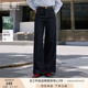 香影藏青色闊腿牛仔褲女2025秋季新款高腰直筒顯瘦天絲棉休閑褲子 藏青 S 155/60A/85-95斤