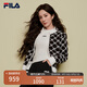FILA 楊冪同款|斐樂(lè )官方女士編織外套2025春新款時(shí)尚休閑拼色毛衣開(kāi)衫 正黑色-BK L （170/88A/L）
