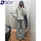DGOV美式高街碎花褲子女春季寬松直筒休閑褲春季加絨小個(gè)子闊腿褲 碎花zt S 【80-95斤】