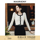 MAXRIENY國風(fēng)新中式撞色毛邊套頭針織衫早秋復(fù)古修身上衣女 黑 S 01