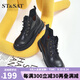 St&Sat/星期六馬丁靴女冬季款大頭鞋黑色百搭女短靴SS24116494 黑色 37 235mm