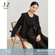 玖姿·安娜蔻商務(wù)輕熟風(fēng)小香圓領(lǐng)鑲邊口袋休閑外套女2024春款 素黑 XL