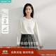 茵曼桑蠶絲女裝圓領(lǐng)長(cháng)袖t恤春季寬松內搭打底衫襯衣上衣 米白色 XL