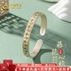 中國(guó)黃金（CHINA GOLD）海棠花琺瑯銀手鐲女足銀繁花開(kāi)口銀手鐲新中式國(guó)風(fēng)送女友七夕禮物 紫藤花【約31g】