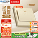 正泰（CHNT）開關(guān)插座7M 家用86型五孔墻壁面板暗裝電源插座 電工推薦 香檳金 一開單控10A