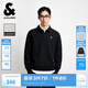 杰克·瓊斯（JACK&JONES）【七夕情人節(jié)禮物】25年秋季新款寬松肌理感翻領衛(wèi)衣男長袖打底衫 E40 黑色 M 175