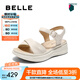 百麗（Belle）寬條帶休閑涼鞋女商場同款真皮厚底涼鞋D6N2DBL5 米白 36 (230mm)