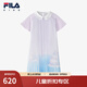 FILA斐樂(lè )兒童童裝連衣裙2025年夏季新款女中大童針織學(xué)院風(fēng)百褶裙 滿(mǎn)印一-ZA 140