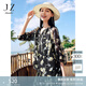 玖姿·安娜蔻優(yōu)雅大氣植物印花系帶雪紡中袖上衣女2025夏季新款 花丈青 S