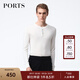 PORTS寶姿男裝毛衣絲絨混紡半開(kāi)襟鈕扣套頭毛衣男上衣MV9K041DKI001 WHITE M M