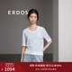 ERDOS 春夏圓領(lǐng)雙提短袖純棉法式文藝復(fù)古修身女套衫針織衫 天青色 M 160/84A