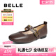 百麗（Belle）七夕禮物小金豆瑪麗珍女25秋新商場款羊皮薄底單鞋E1V1DCQ5預(yù)售 棕色-寬版 37 (235mm)