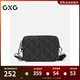 GXG男包 斜挎包男單肩復古潮大容量單肩腰包小背包休閑斜挎包男潮 黑灰 均碼