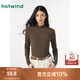 熱風(fēng)長(cháng)袖t恤女秋季新款女士舒適長(cháng)袖休閑百搭舒適長(cháng)T打底衫 15深棕 L