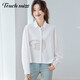 塔馳密司輕奢時(shí)尚翻領(lǐng)長(cháng)袖襯衫女2025秋季新款漂亮小貓卡通設計感襯衣上衣 白色 L 【125-155斤】