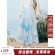 兩三事沁涼海灘 2025夏季新款溫柔風(fēng)蕾絲拼接印花高腰半身裙飄逸長(cháng)裙 藍花色 S