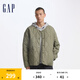 Gap男裝印花logo波浪絎線外套輕薄簡約風(fēng)棉服619672 淺綠色 175/96A(L) 亞洲尺碼