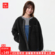 優(yōu)衣庫童裝女童仿羊羔絨開(kāi)衫長(cháng)袖抓絨保暖外套25秋冬新款483244 09 黑色 160