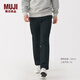 無印良品（MUJI）男式 彈力絲光斜紋修身褲 男士長褲子25年春季  AE0XSA5S 黑色 XL (85cm(185/84A))